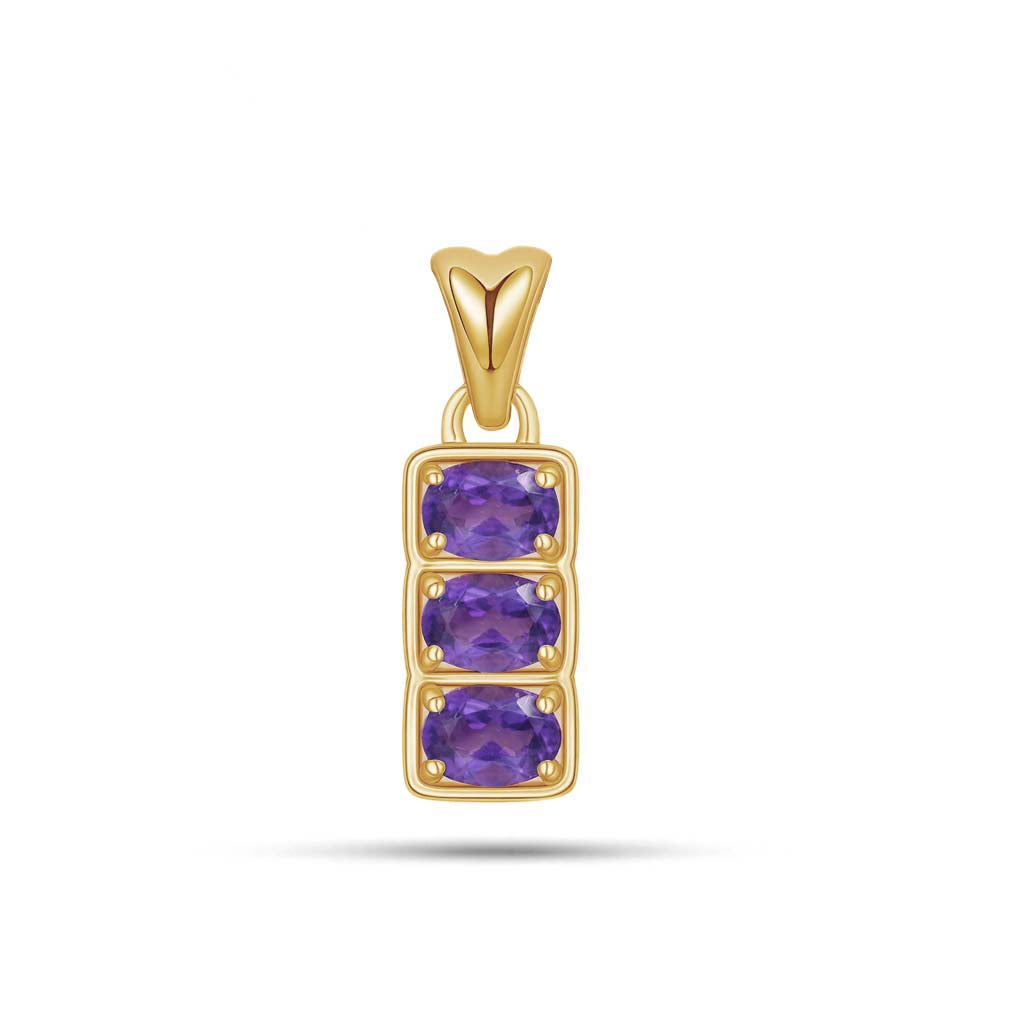 Amethyst Oval Pendant with Prong Setting