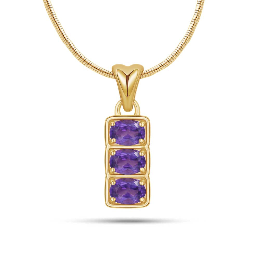 Amethyst Oval Pendant with Prong Setting