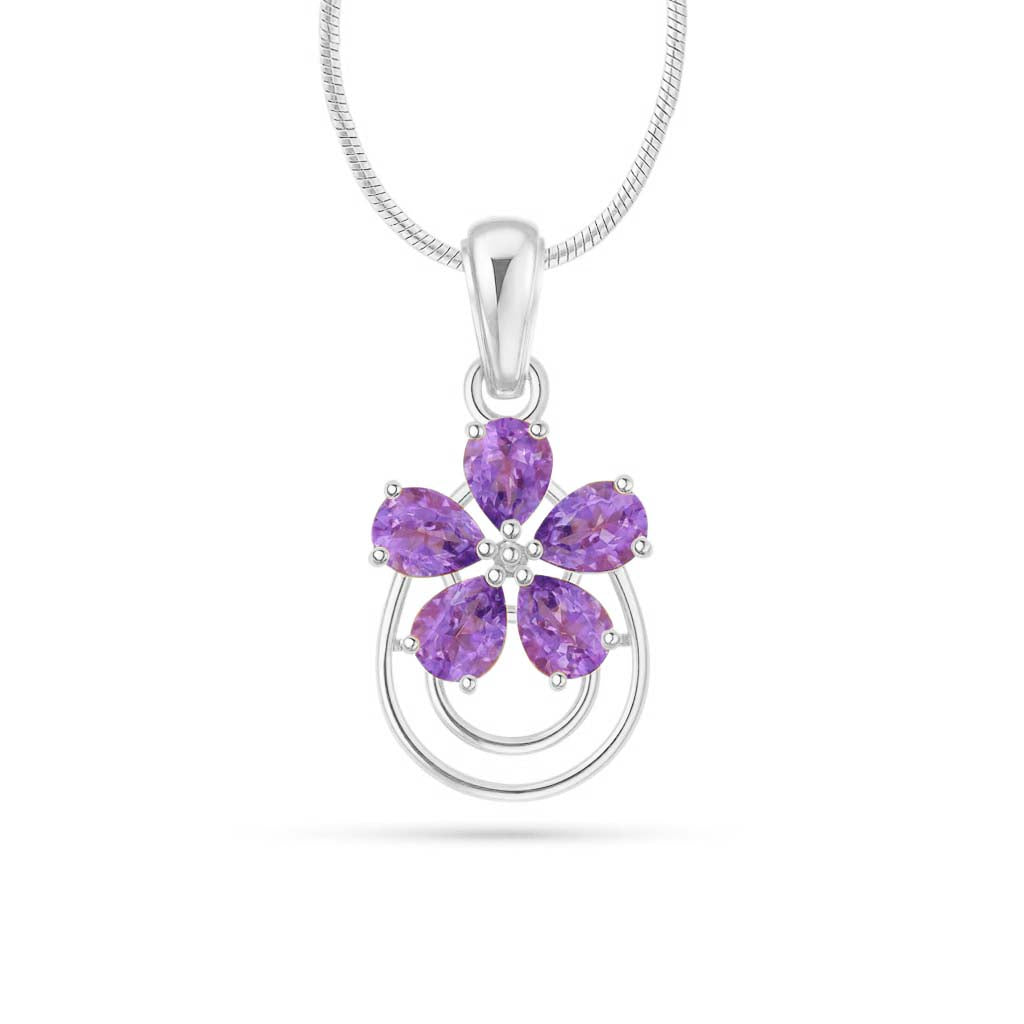 Amethyst Pendant Pear with Prong Setting
