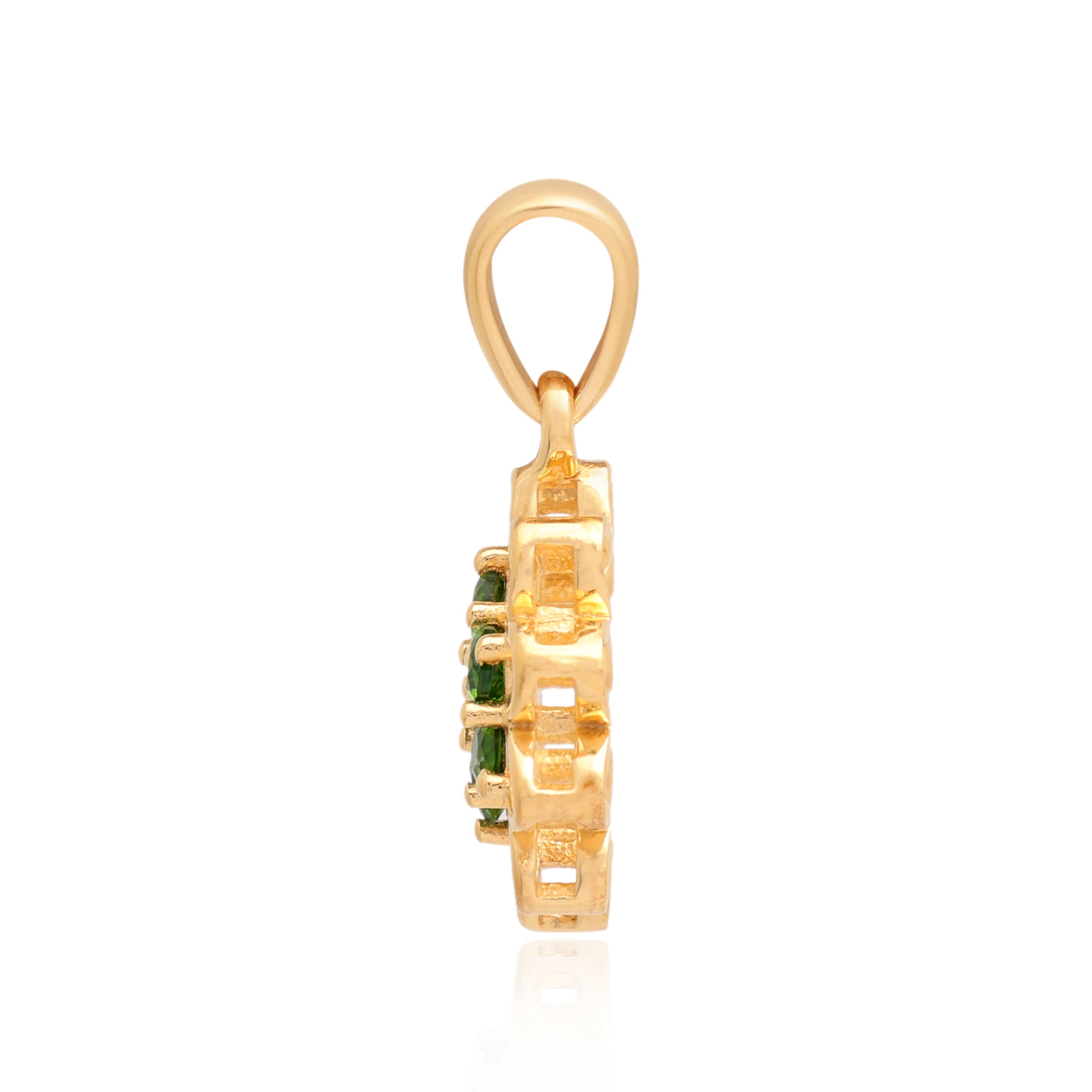 Chrome Diopside Round Pendant with Prong Setting