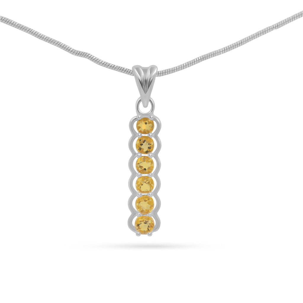 Citrine Round Pendant with Prong Setting