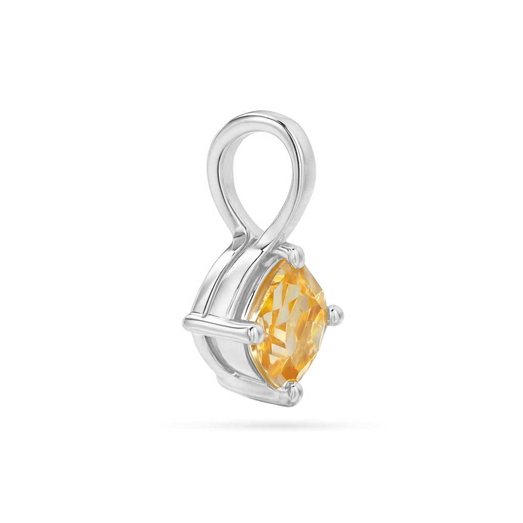 Citrine Cushion Pendant with Prong Setting