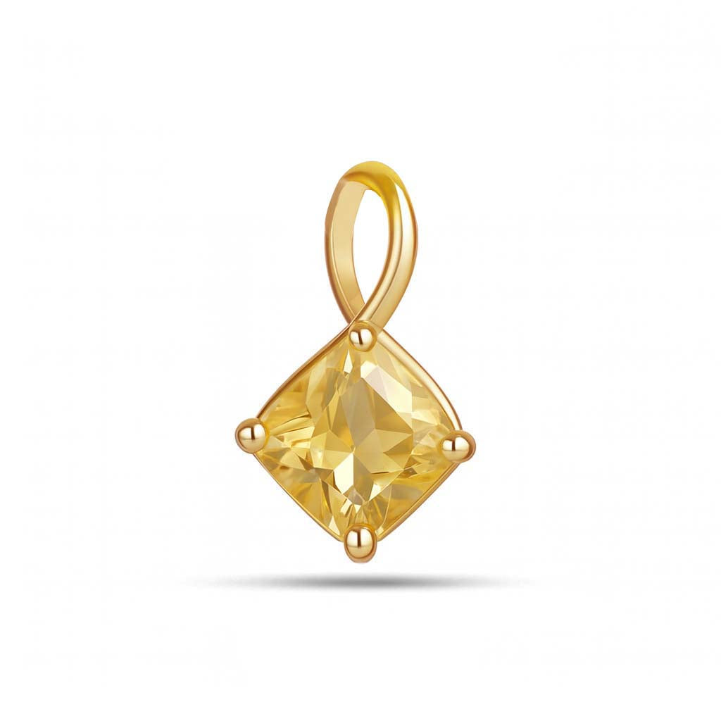 Citrine Cushion Pendant with Prong Setting