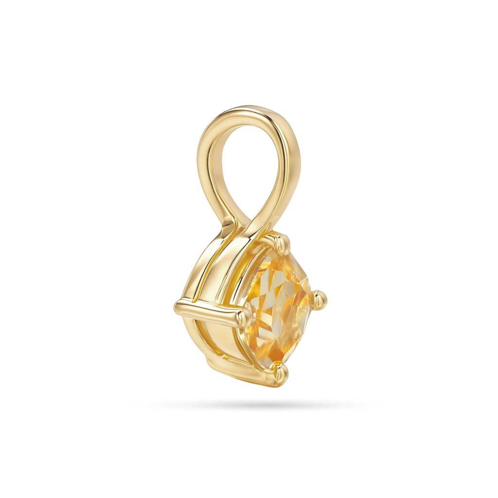Citrine Cushion Pendant with Prong Setting