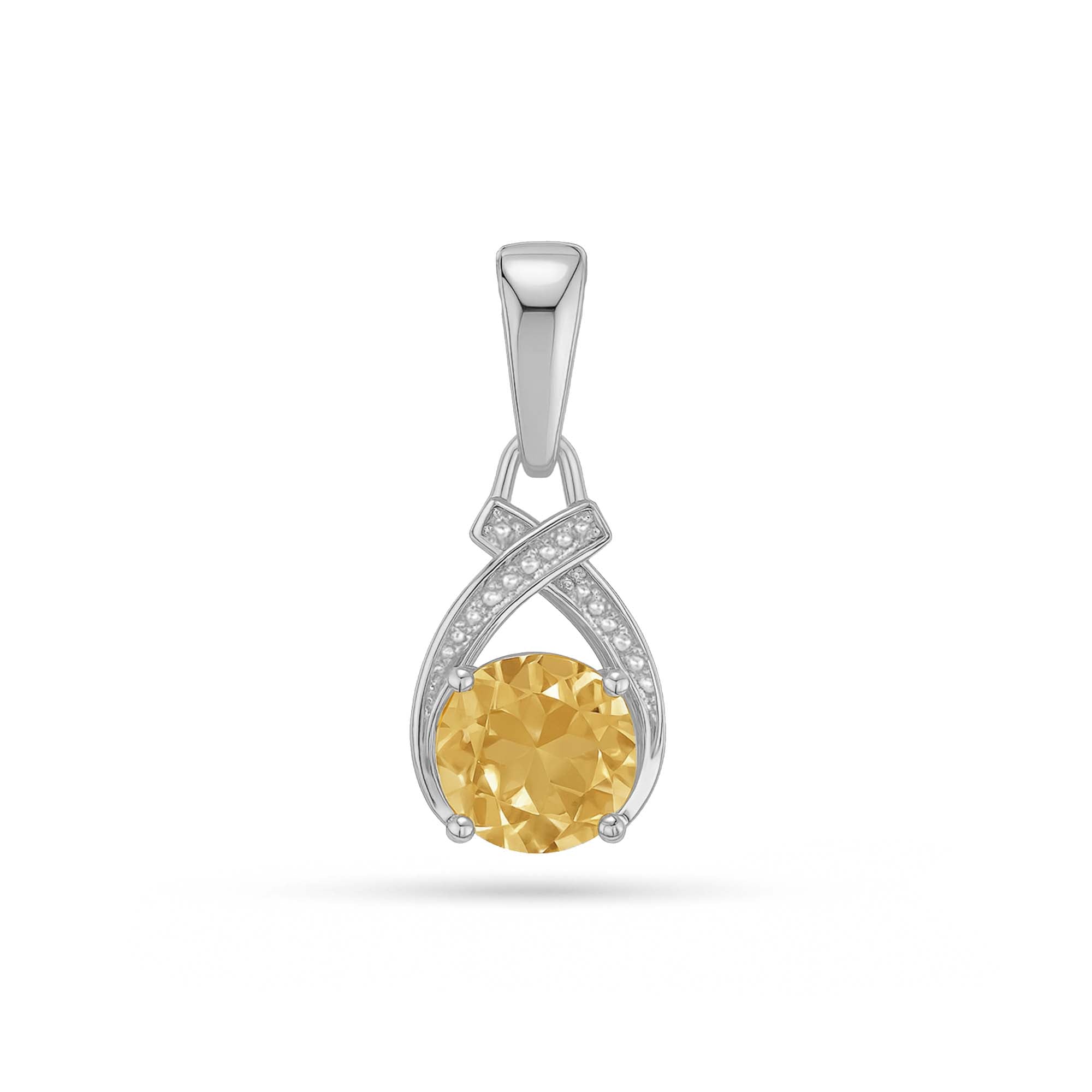 Citrine Round Pendant with Prong Setting
