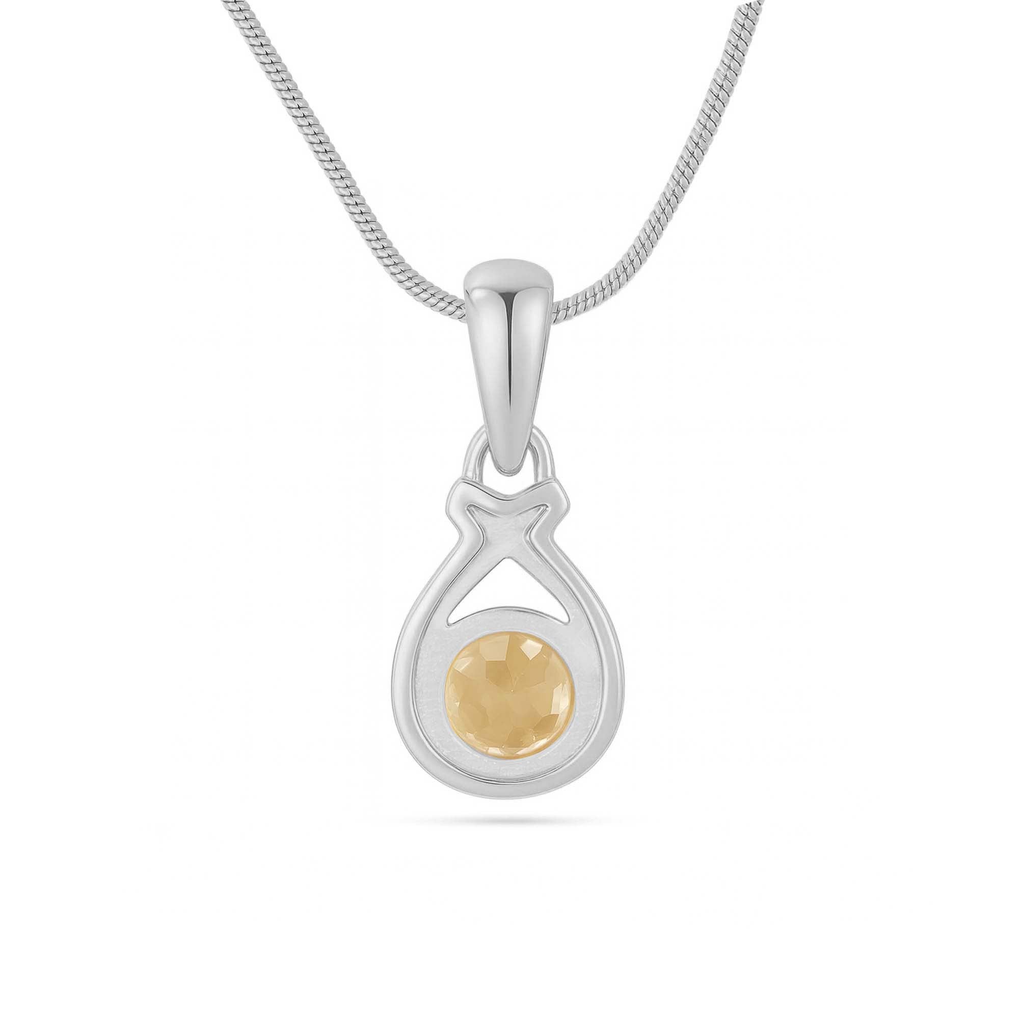 Citrine Round Pendant with Prong Setting