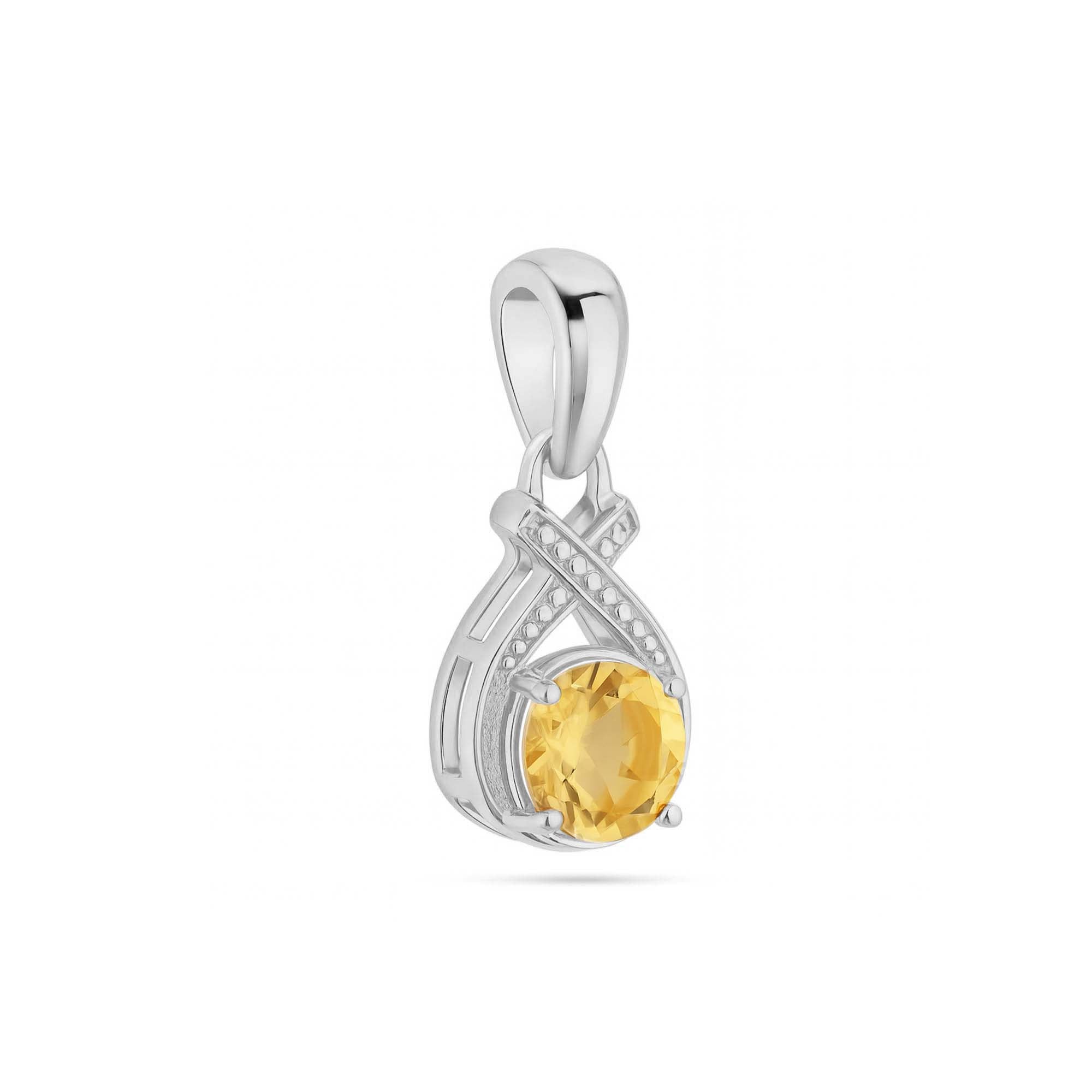 Citrine Round Pendant with Prong Setting
