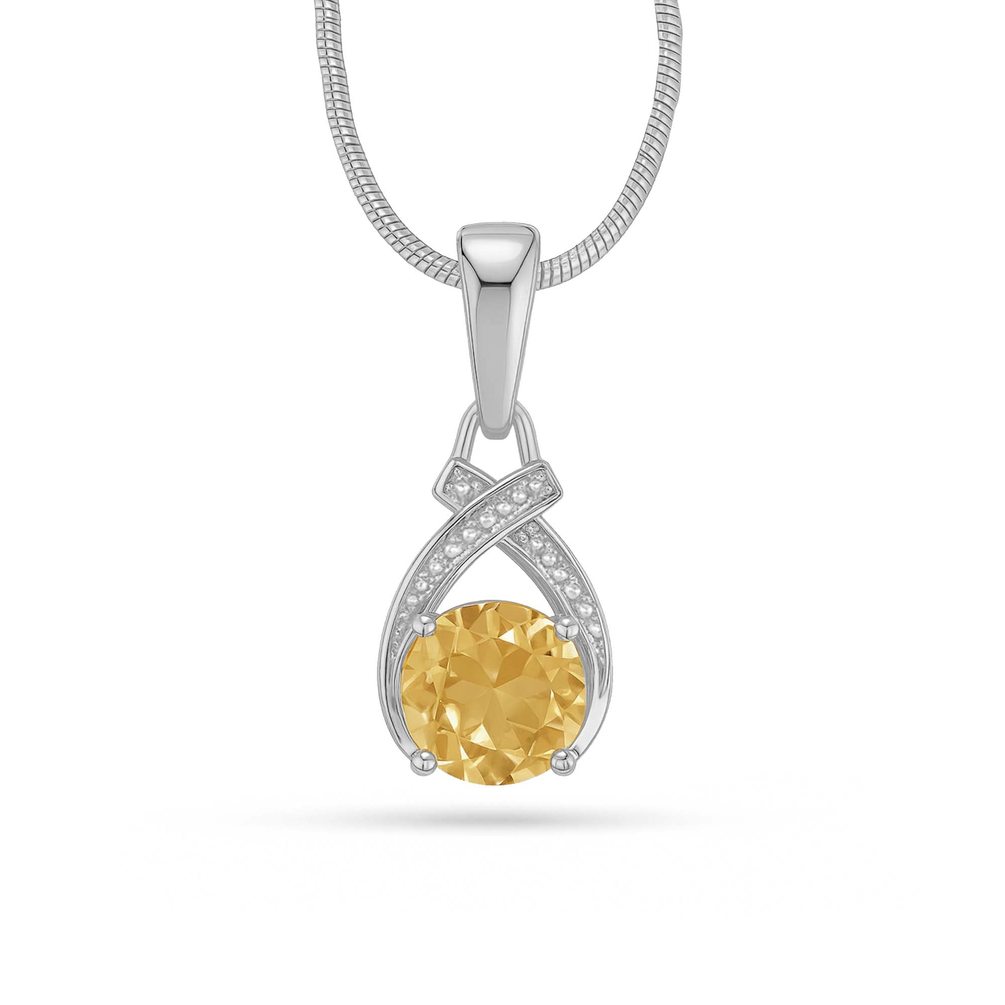 Citrine Round Pendant with Prong Setting