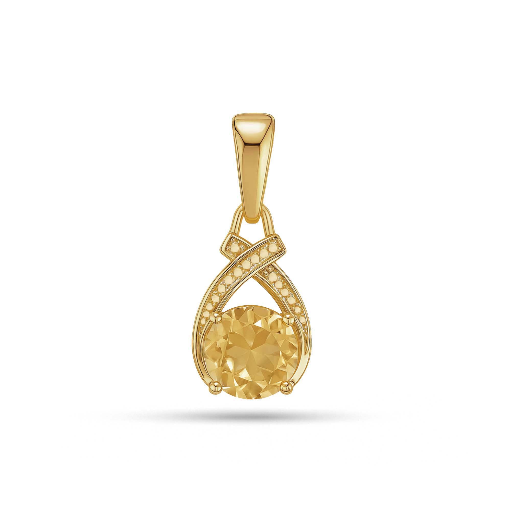 Citrine Round Pendant with Prong Setting