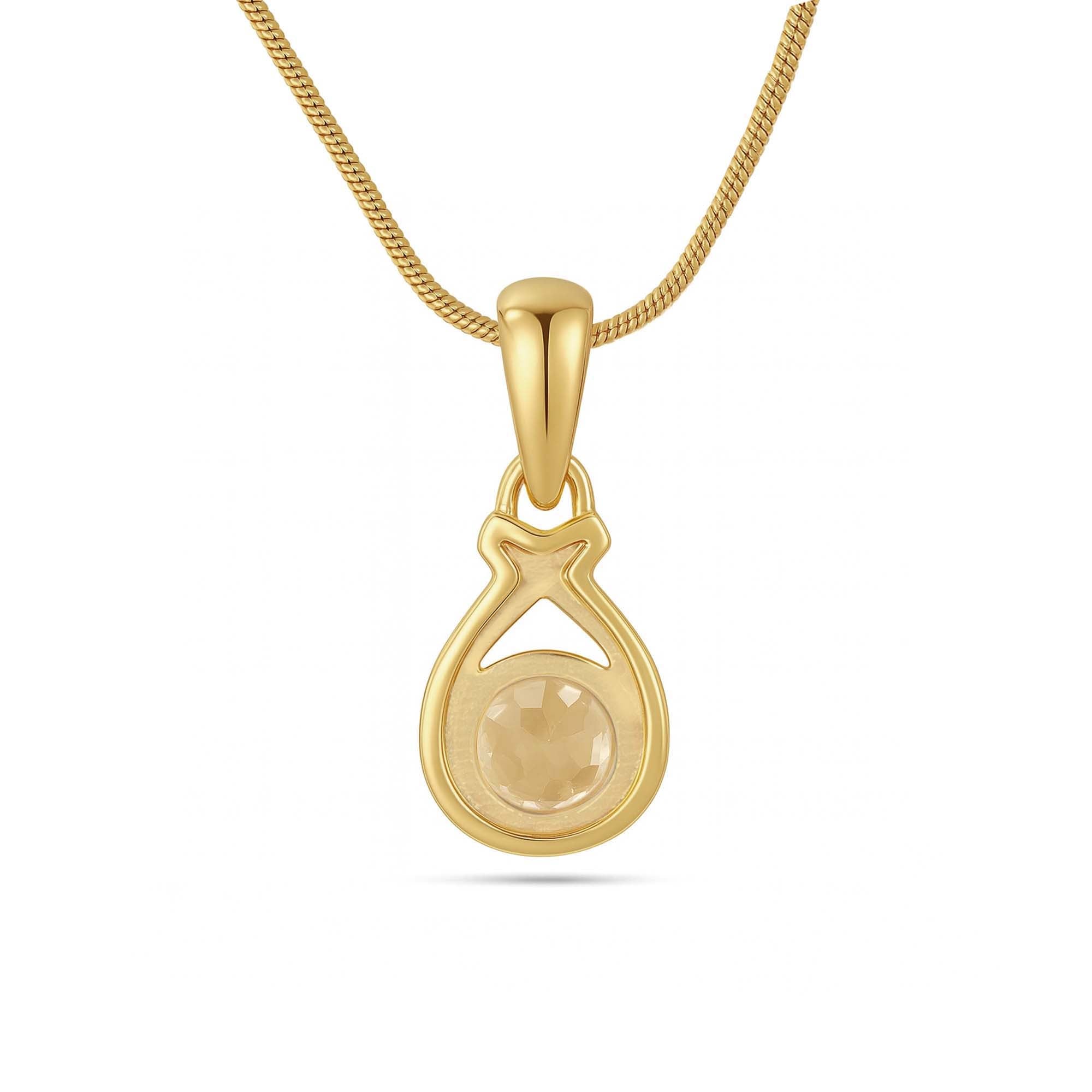 Citrine Round Pendant with Prong Setting