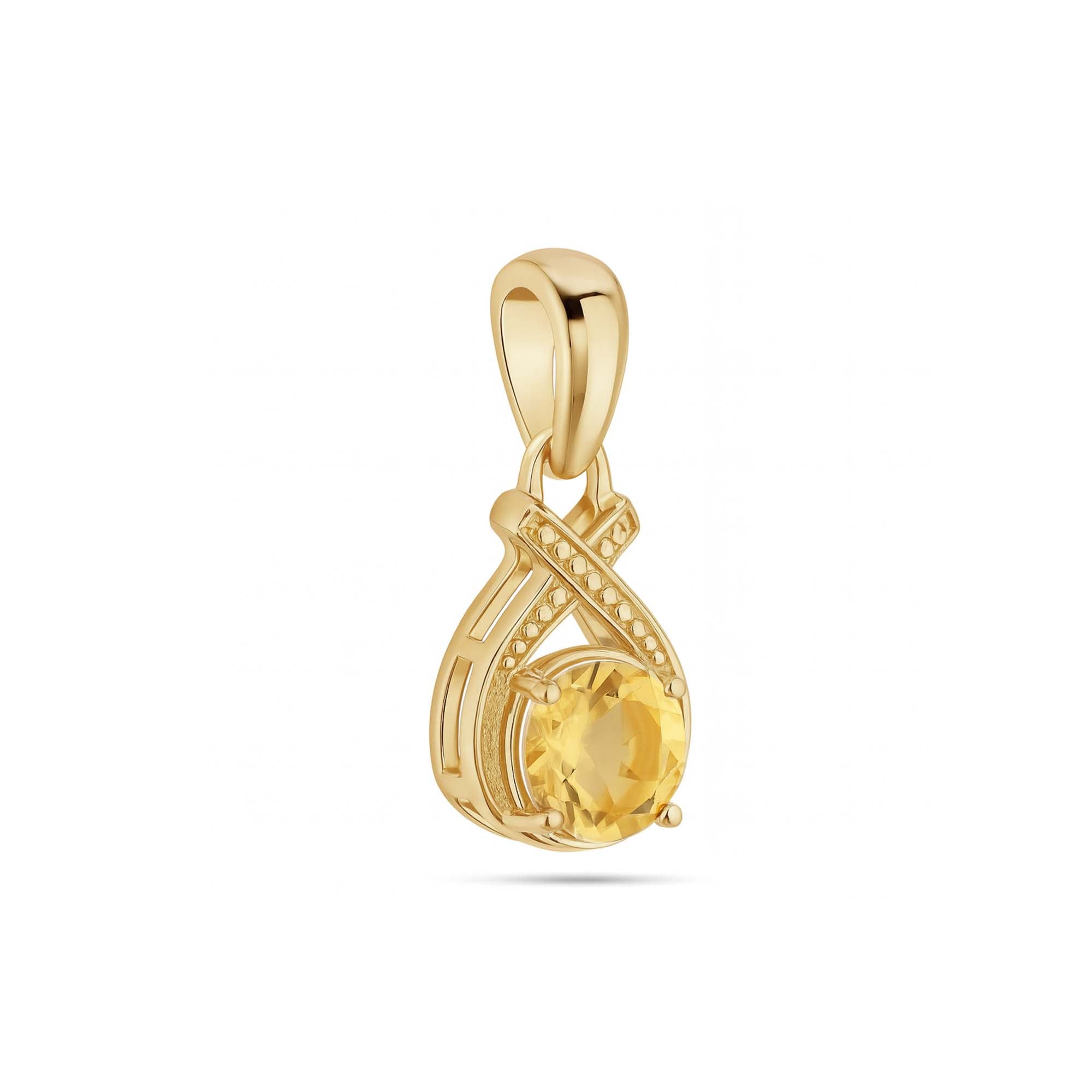 Citrine Round Pendant with Prong Setting