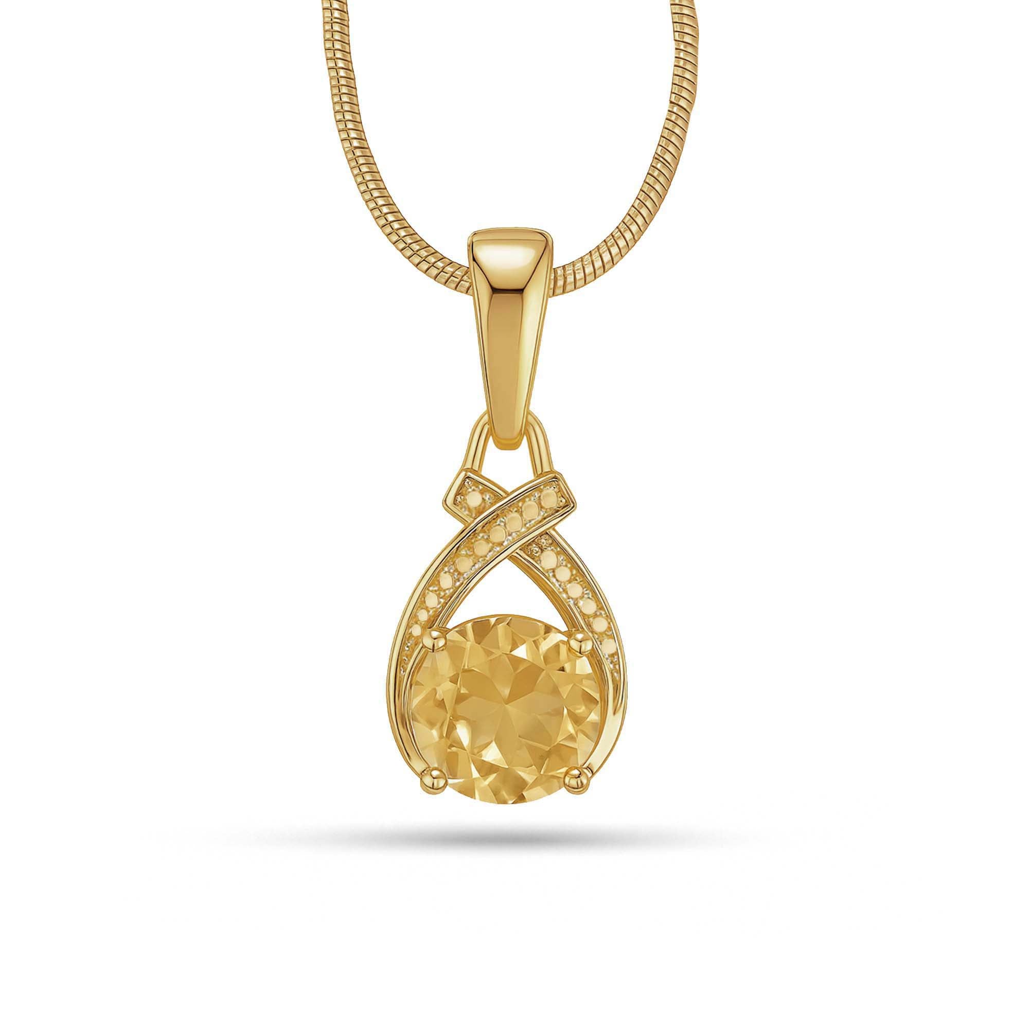 Citrine Round Pendant with Prong Setting