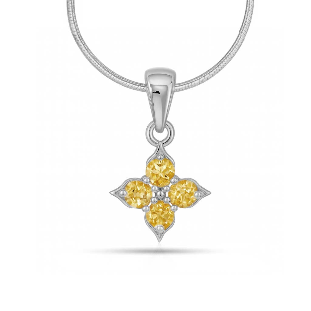 Citrine Round Pendant with Prong Setting