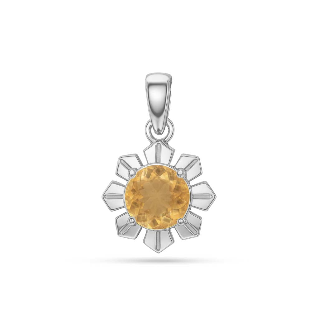 Citrine Round Pendant with Prong Setting