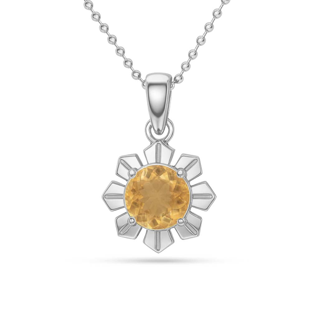 Citrine Round Pendant with Prong Setting