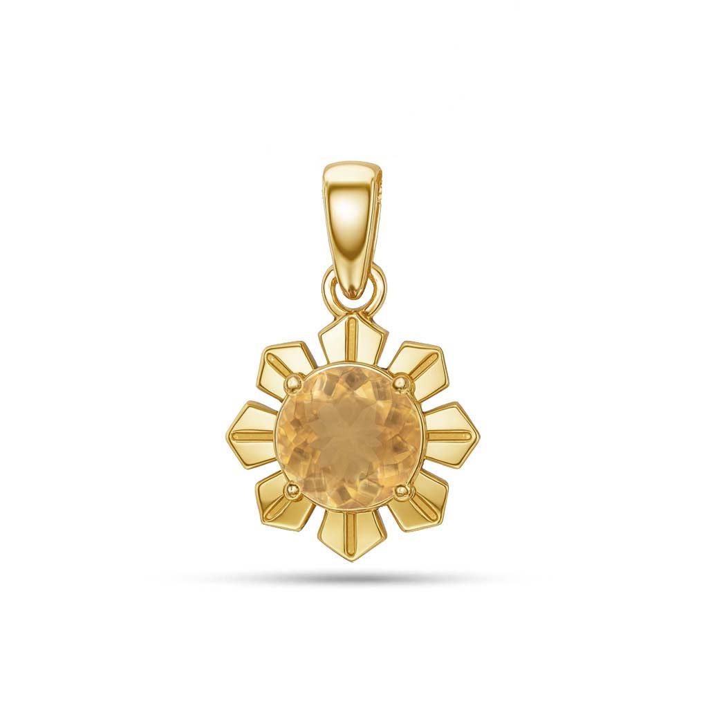 Citrine Round Pendant with Prong Setting