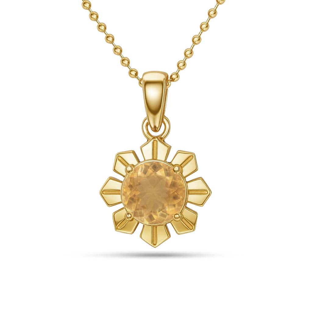 Citrine Round Pendant with Prong Setting