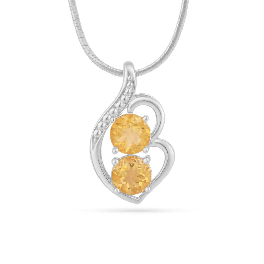 Citrine Round Pendant with Prong Setting