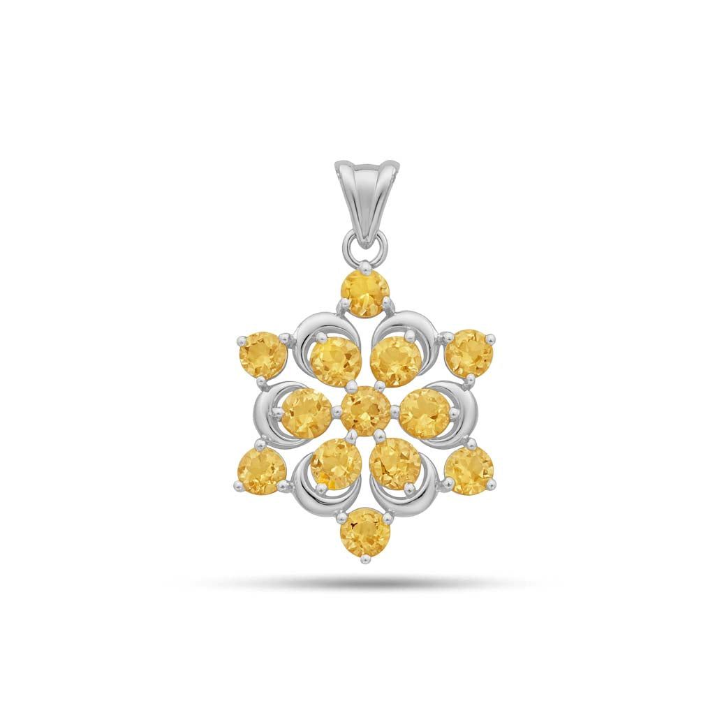 Citrine Round Pendant with Prong Setting