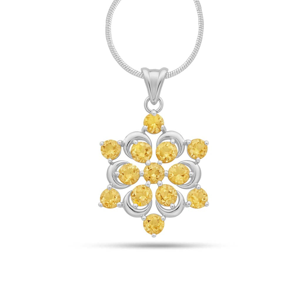 Citrine Round Pendant with Prong Setting