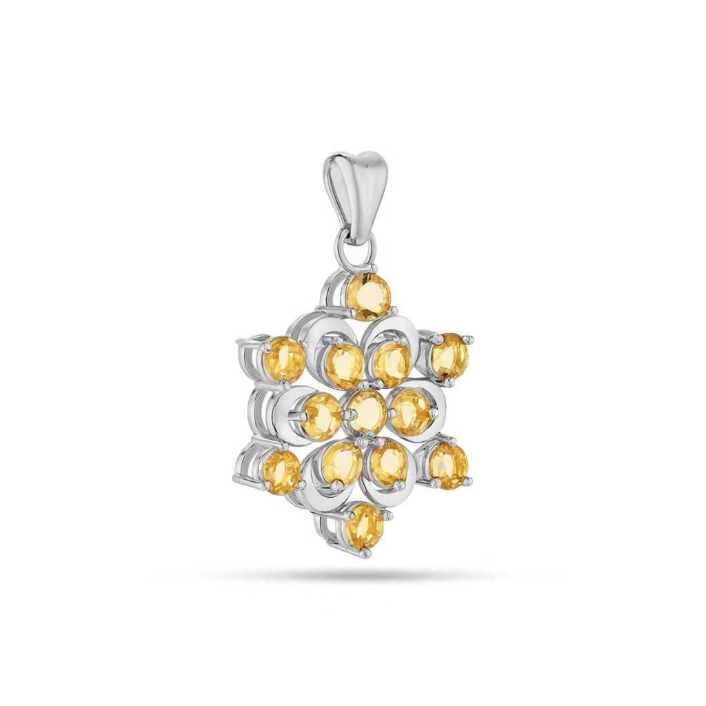 Citrine Round Pendant with Prong Setting