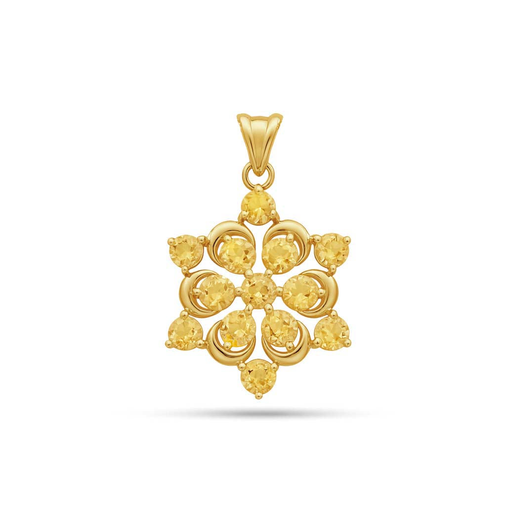 Citrine Round Pendant with Prong Setting