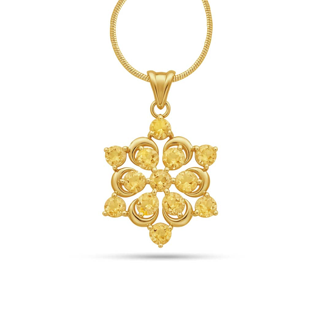 Citrine Round Pendant with Prong Setting