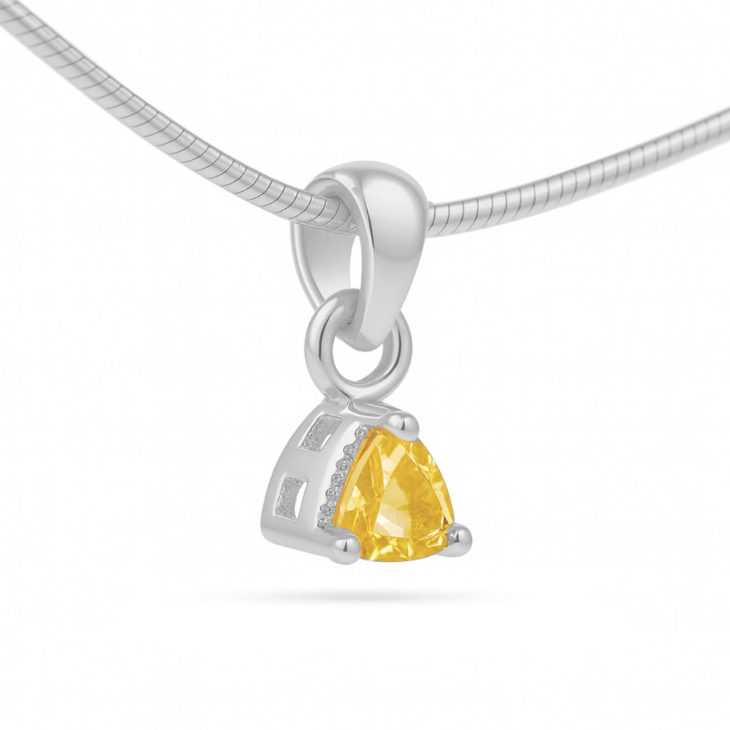 Citrine Trillion Pendant with Prong Setting