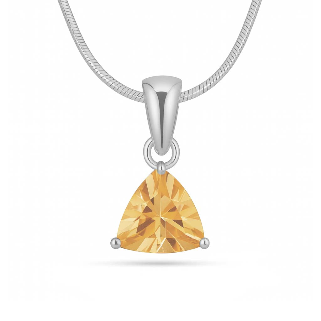 Citrine Trillion  Pendant with Prong Setting