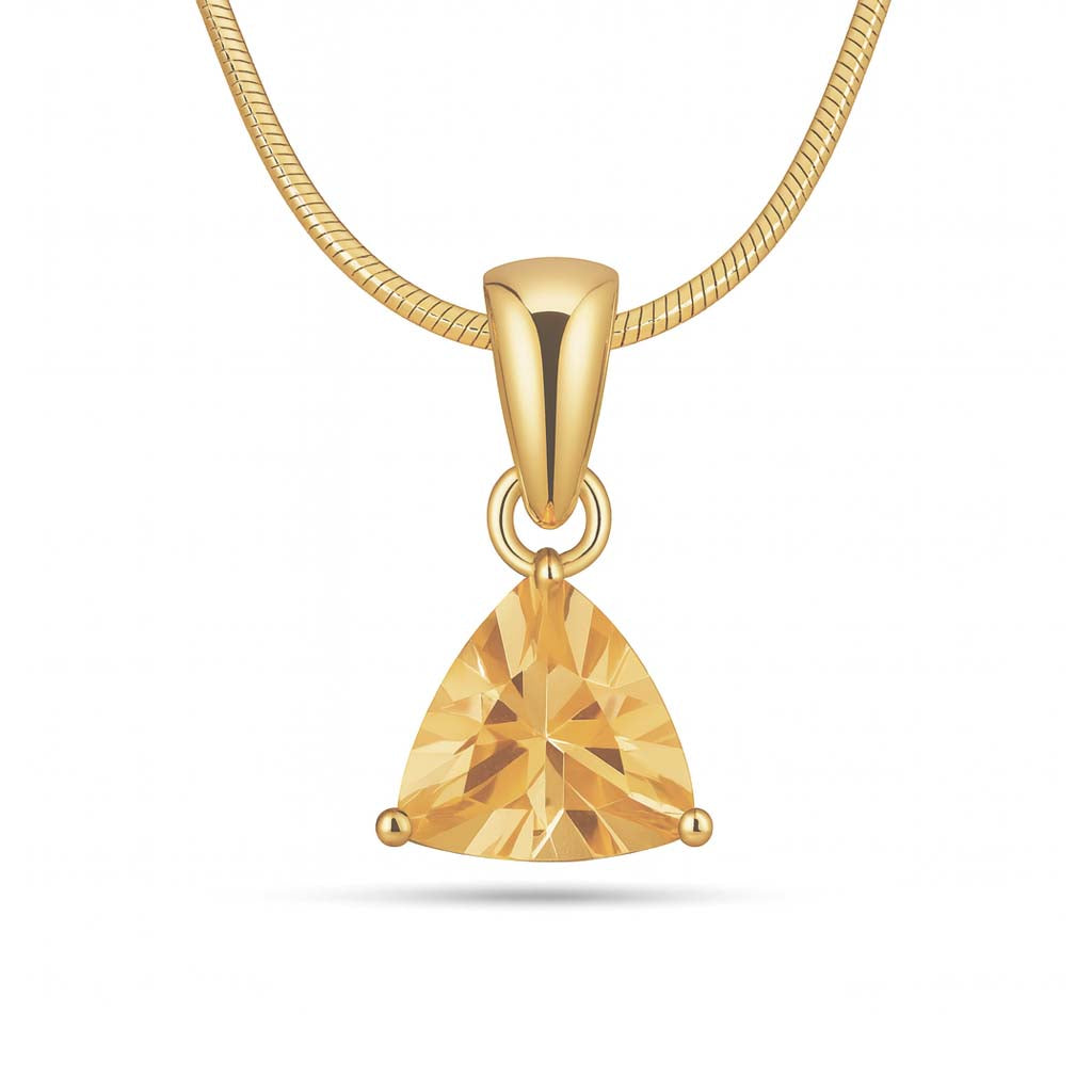 Citrine Trillion  Pendant with Prong Setting