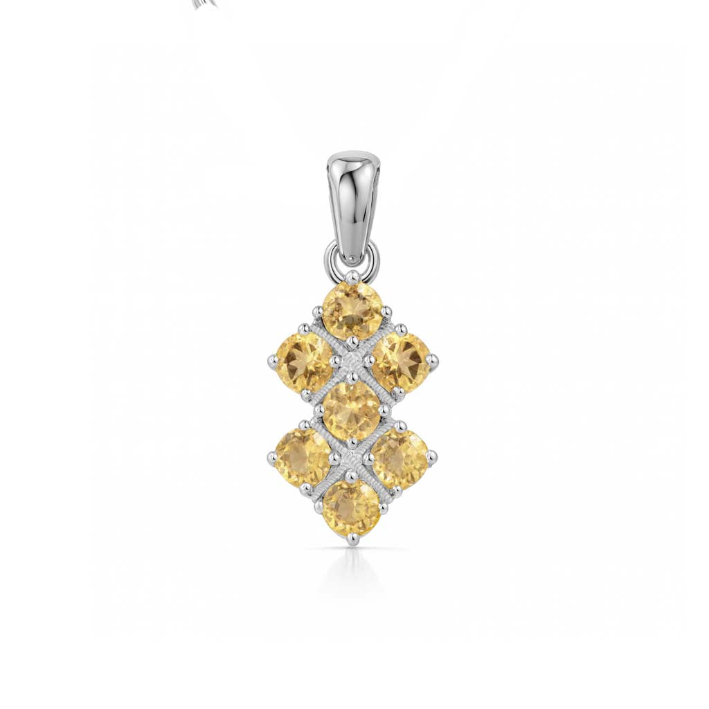 Citrine  Round Pendant with Prong Setting