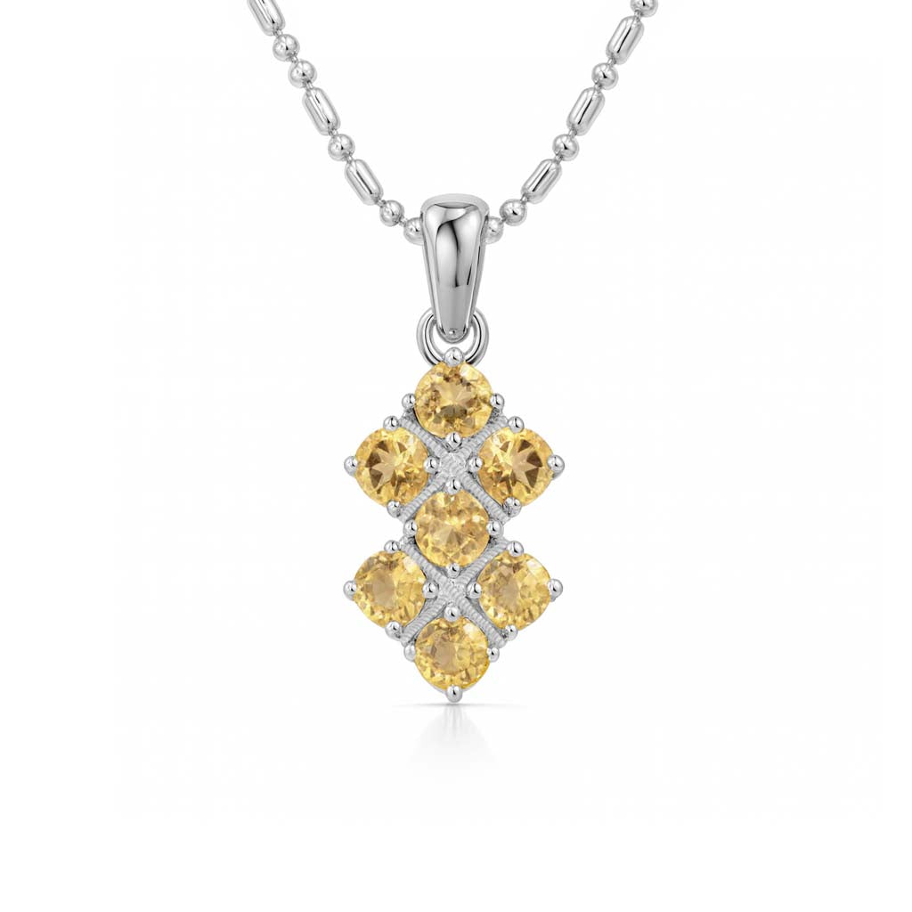 Citrine  Round Pendant with Prong Setting