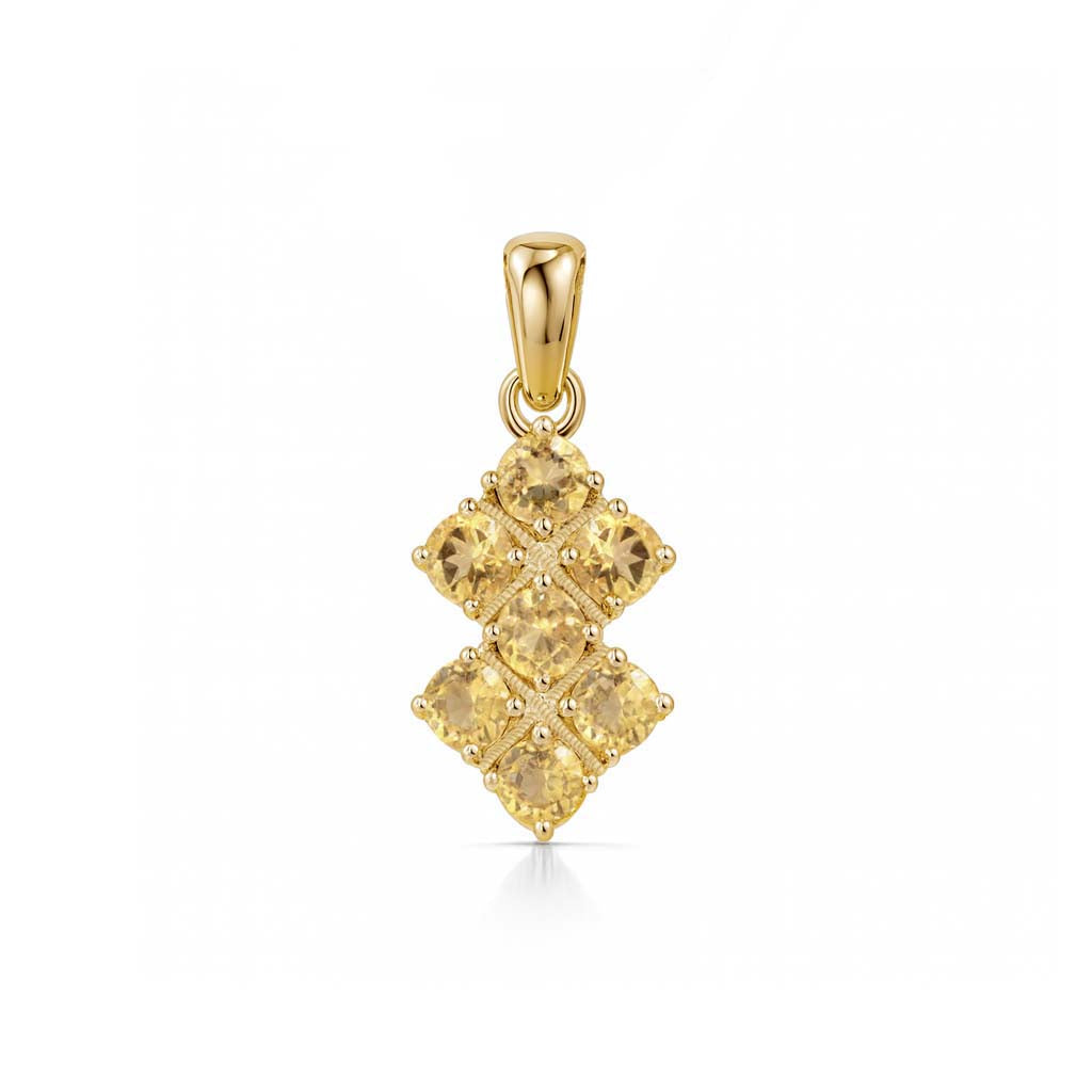 Citrine  Round Pendant with Prong Setting