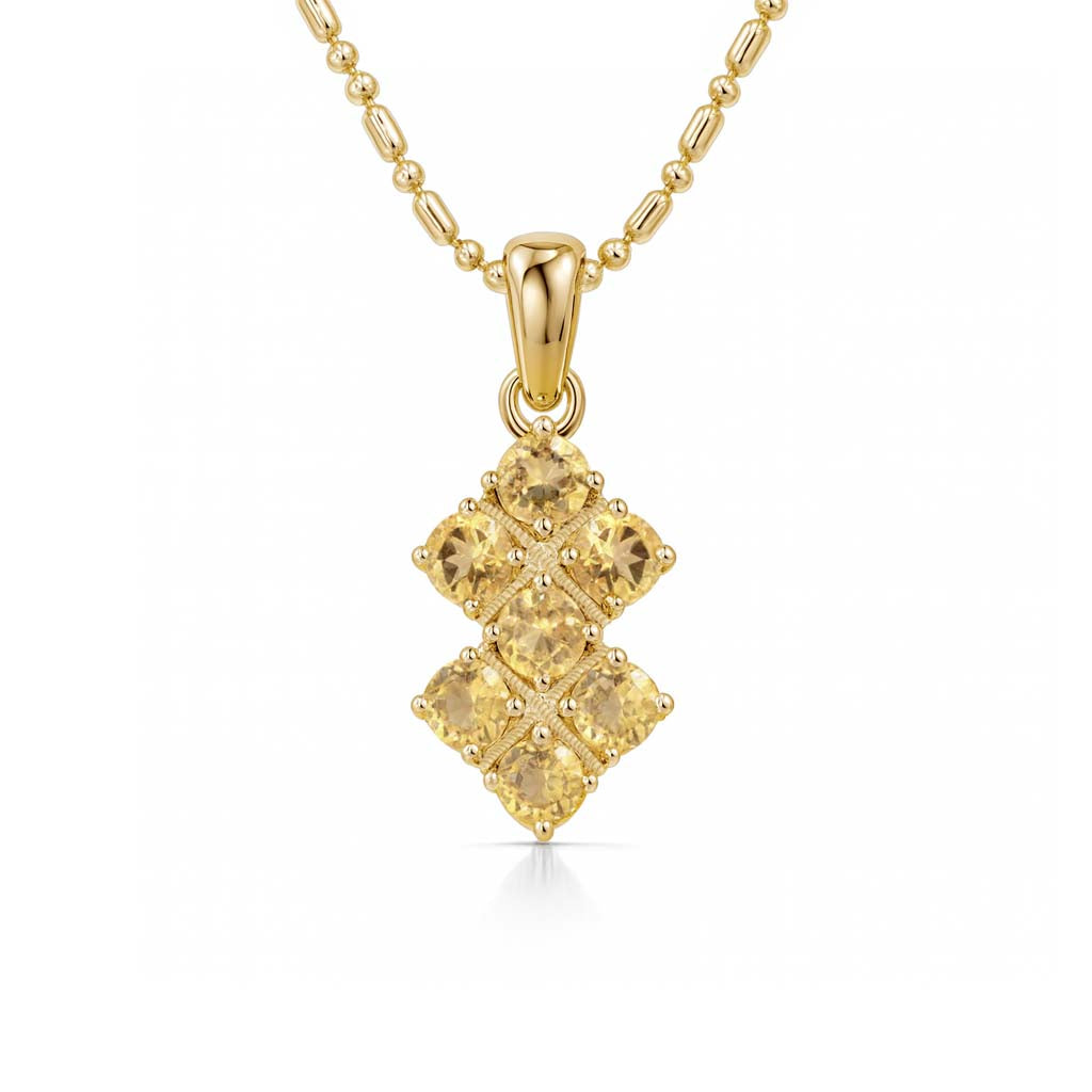 Citrine  Round Pendant with Prong Setting