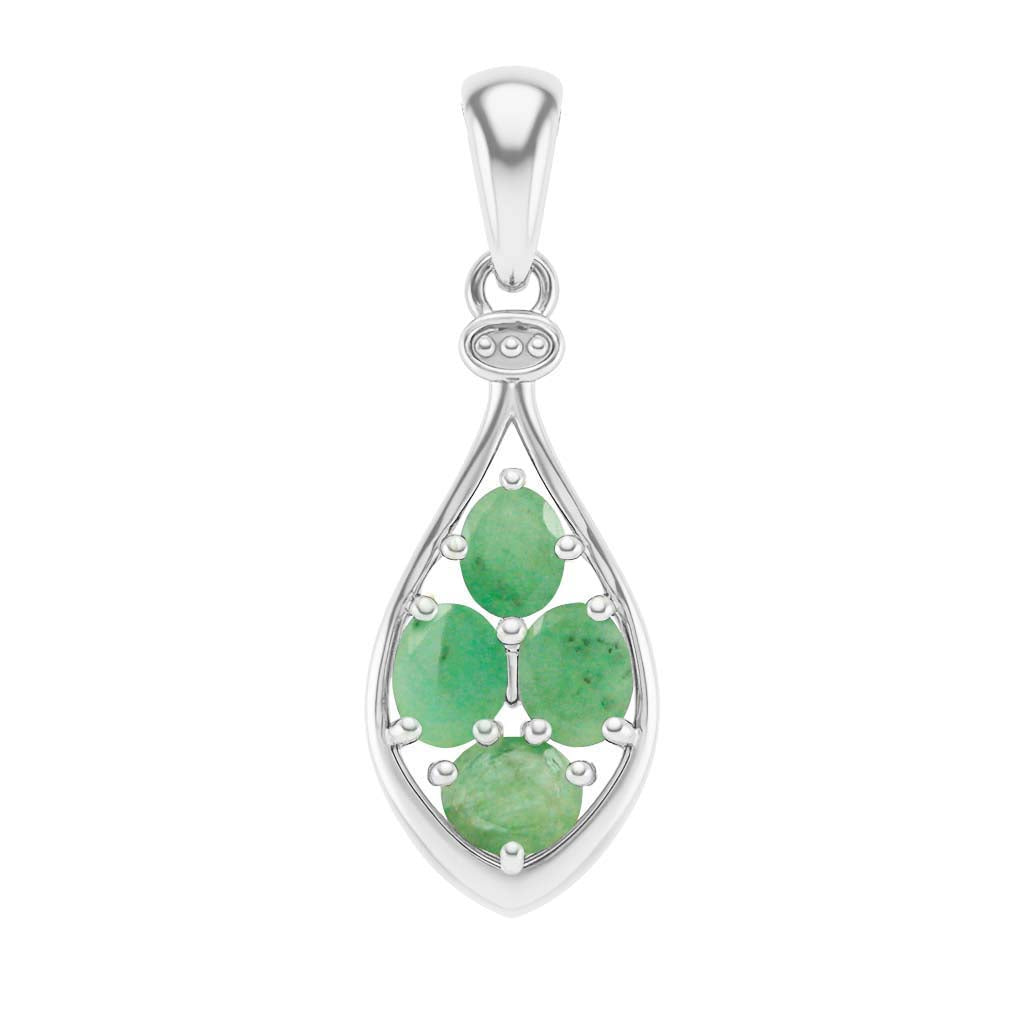 Emerald Oval Pendant with Prong Setting