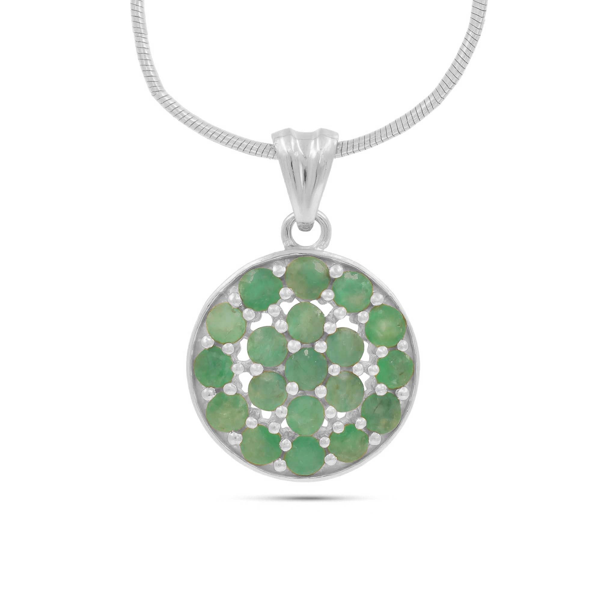 Emerald Round Pendant with Prong Setting