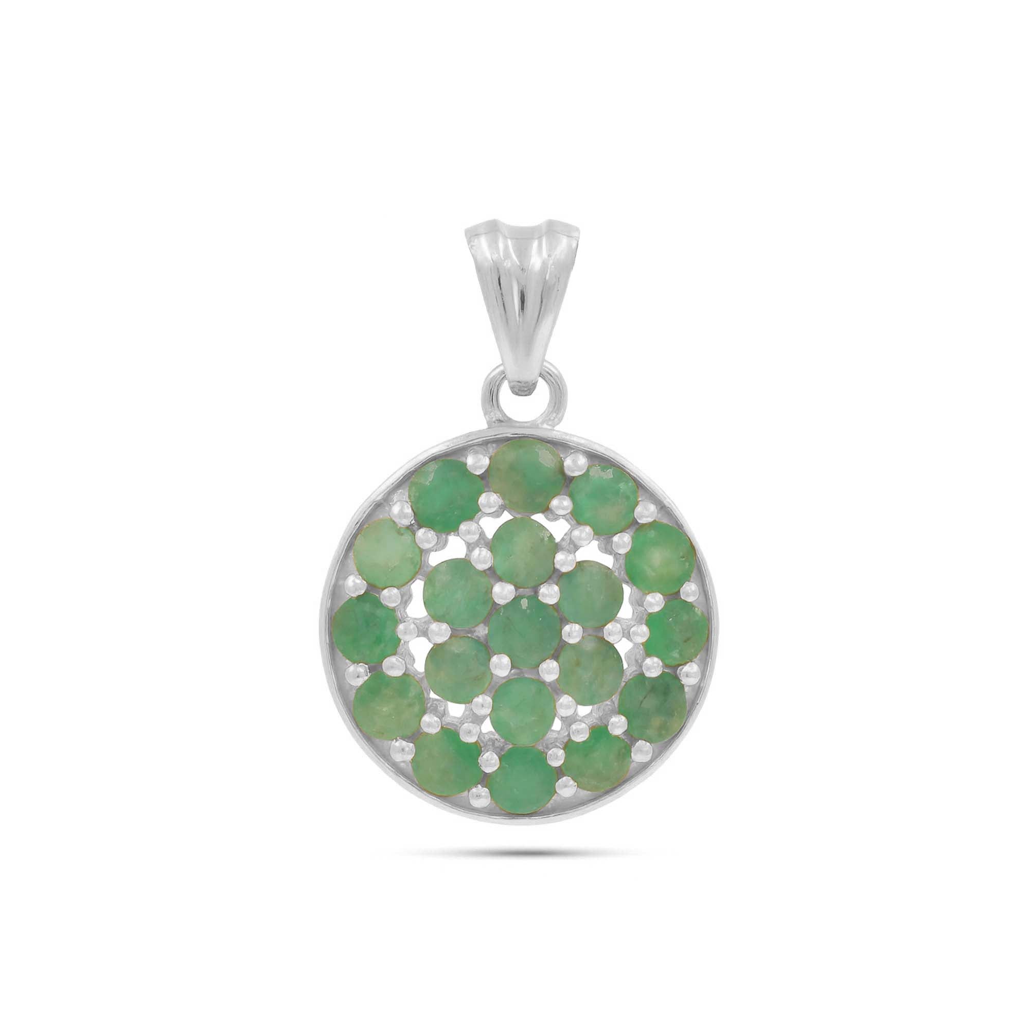 Emerald Round Pendant with Prong Setting