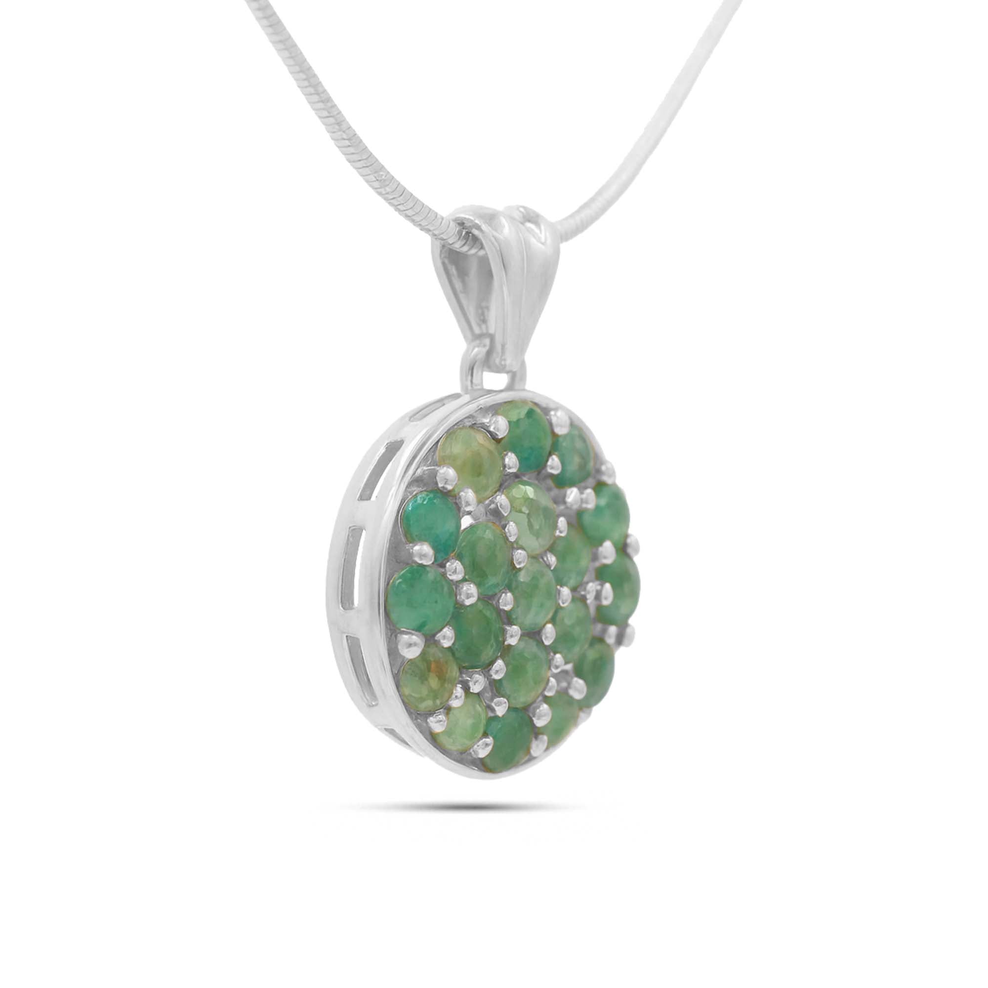 Emerald Round Pendant with Prong Setting