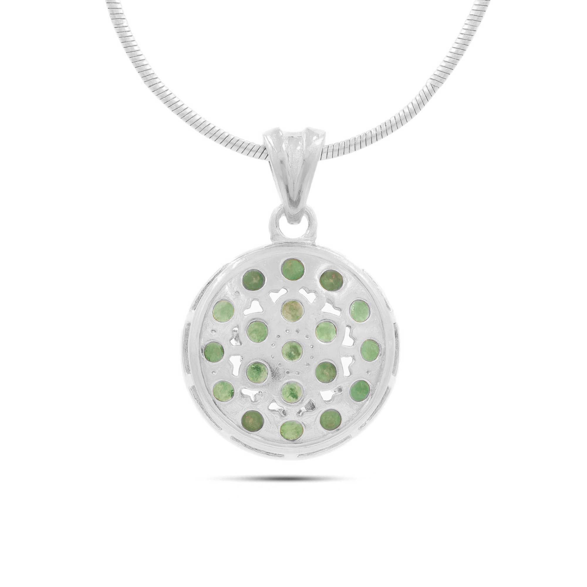 Emerald Round Pendant with Prong Setting