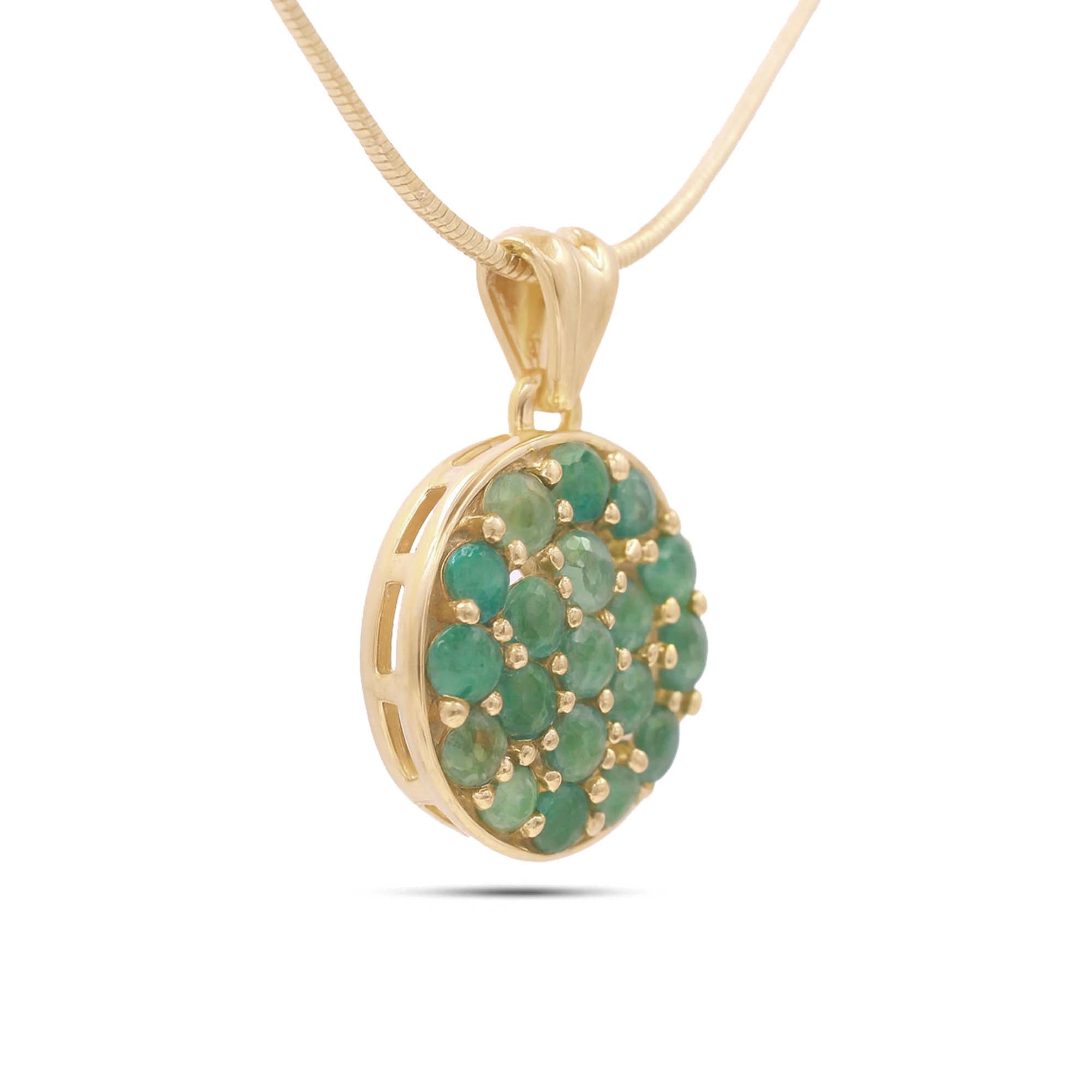 Emerald Round Pendant with Prong Setting