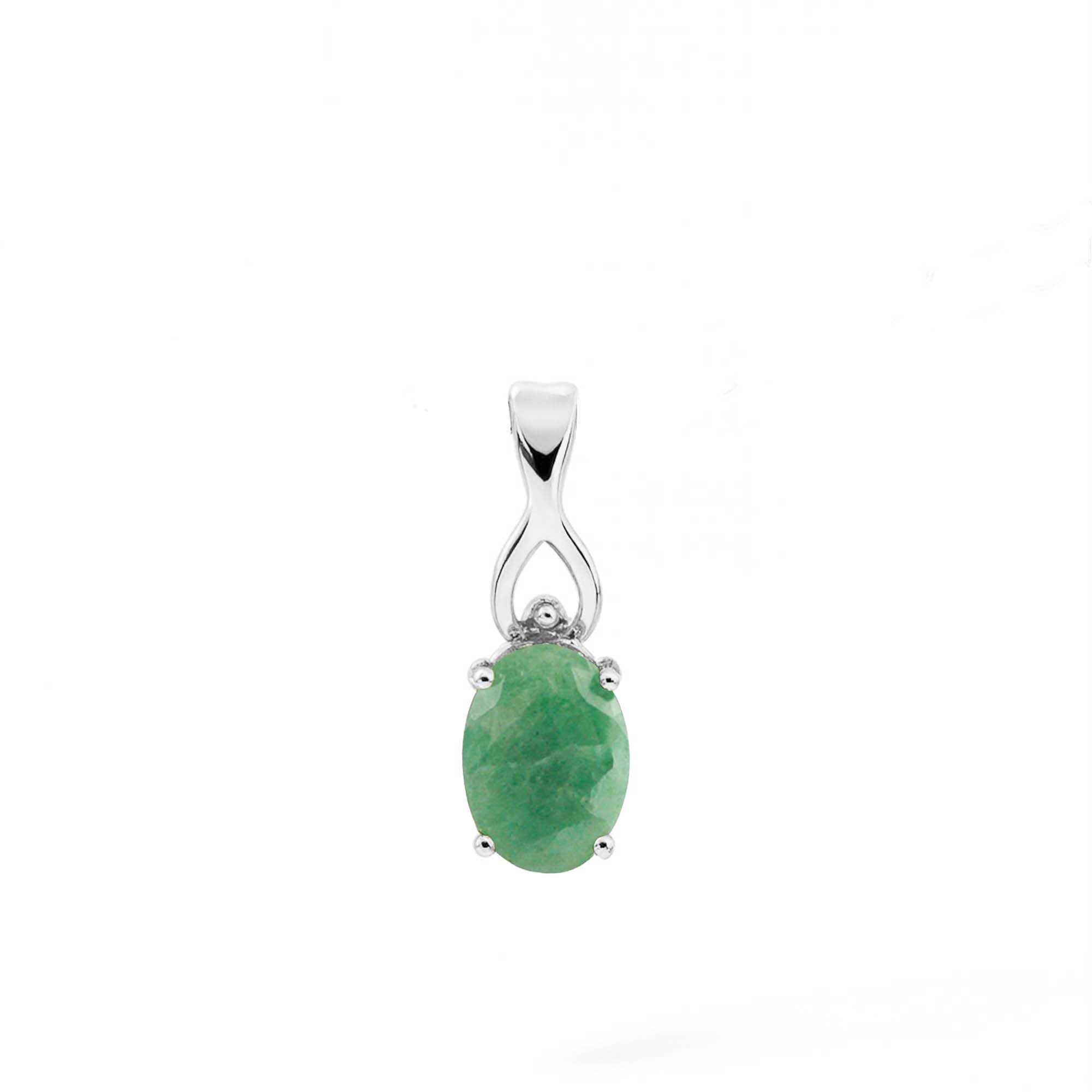 Emerald Oval Pendant with Prong Setting