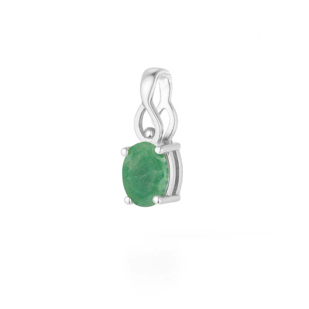 Emerald Oval Pendant with Prong Setting