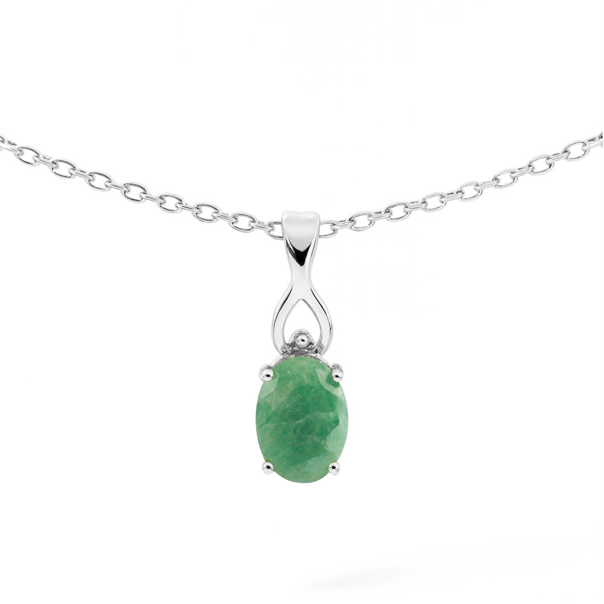Emerald Oval Pendant with Prong Setting