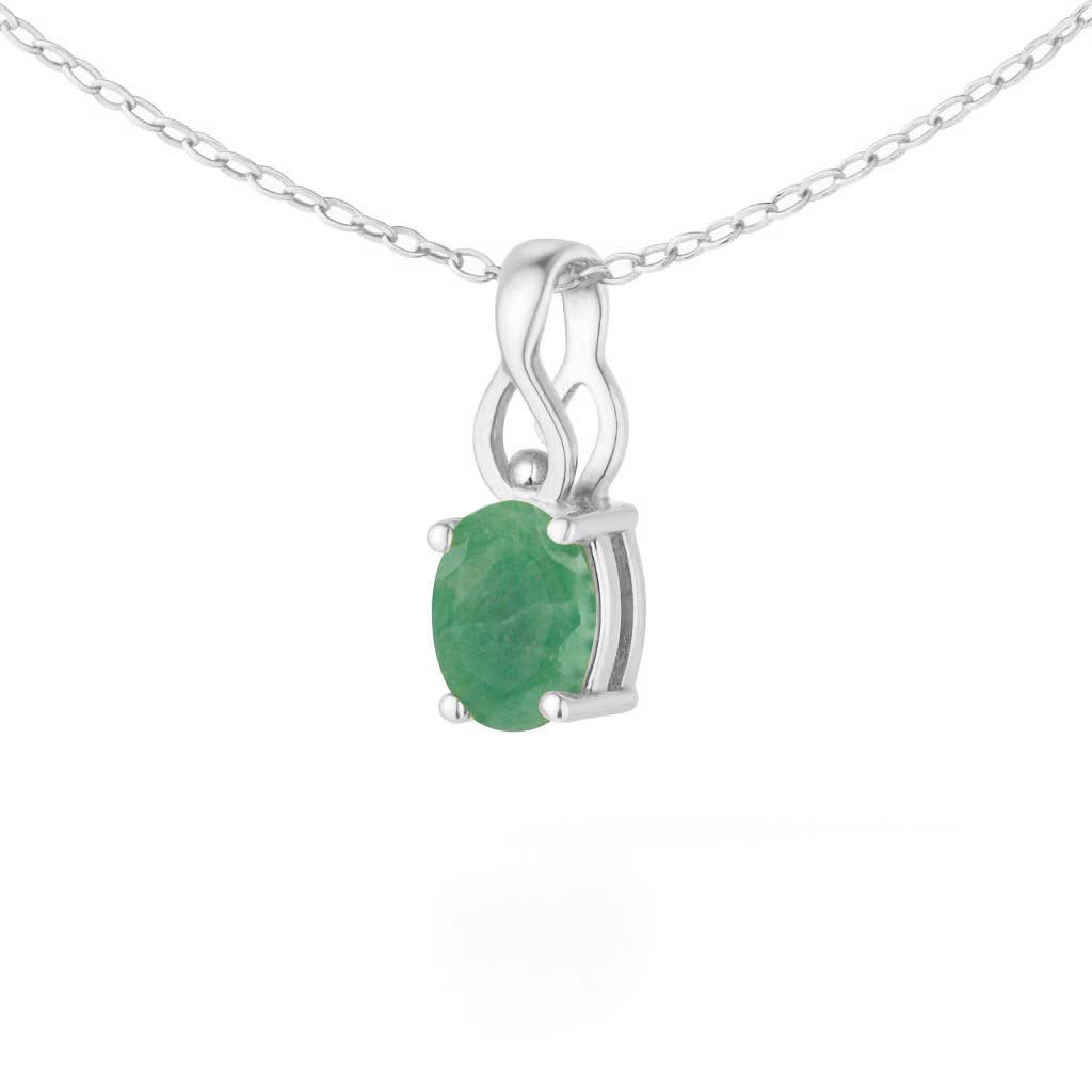 Emerald Oval Pendant with Prong Setting