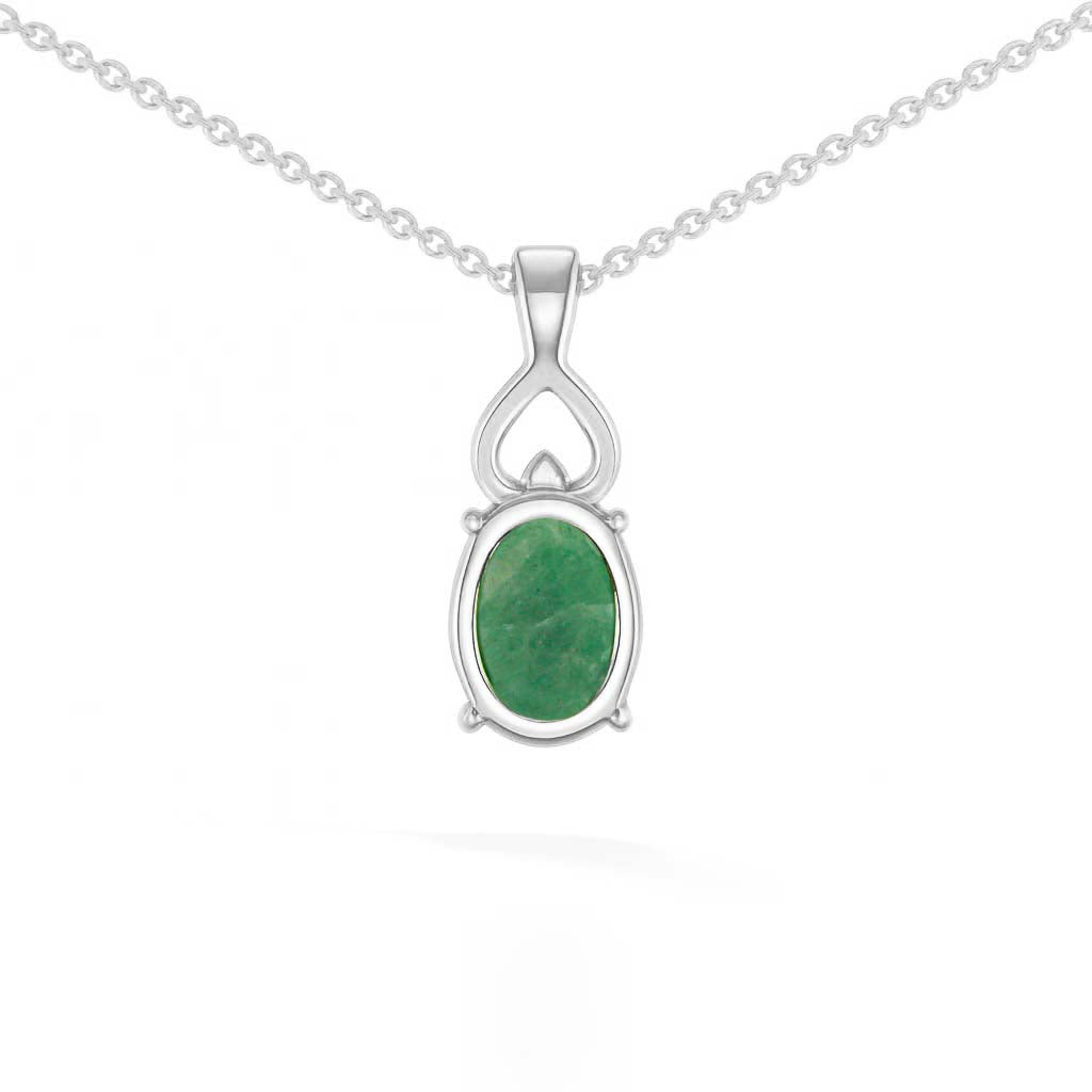 Emerald Oval Pendant with Prong Setting