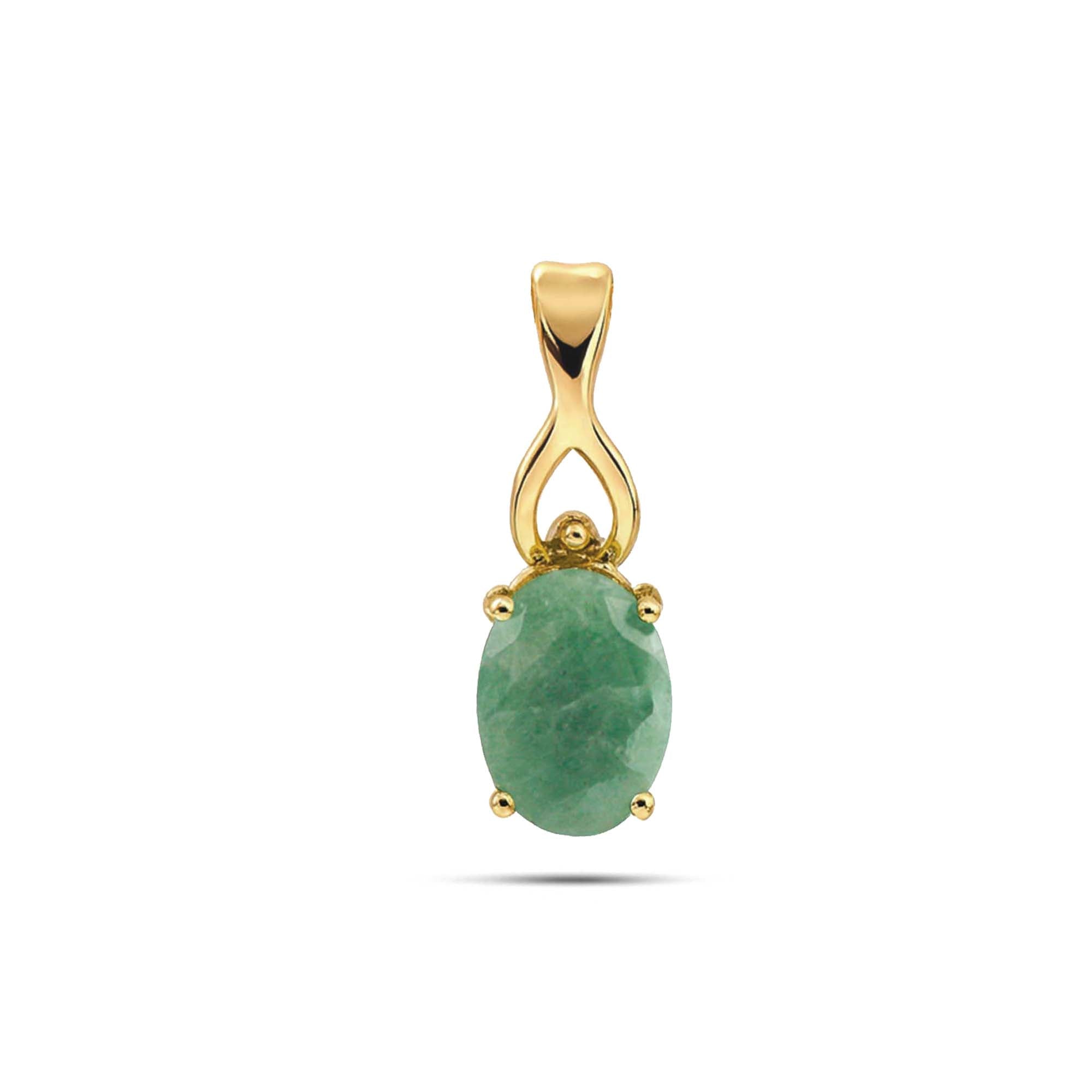 Emerald Oval Pendant with Prong Setting