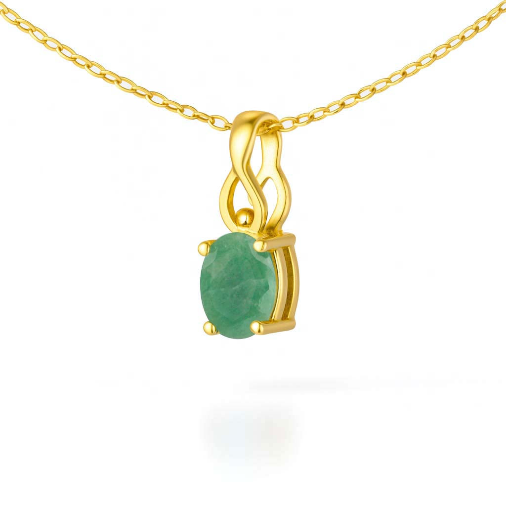 Emerald Oval Pendant with Prong Setting
