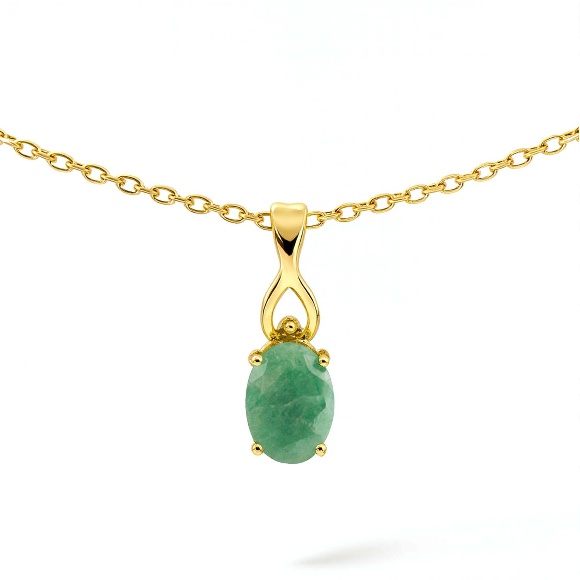 Emerald Oval Pendant with Prong Setting