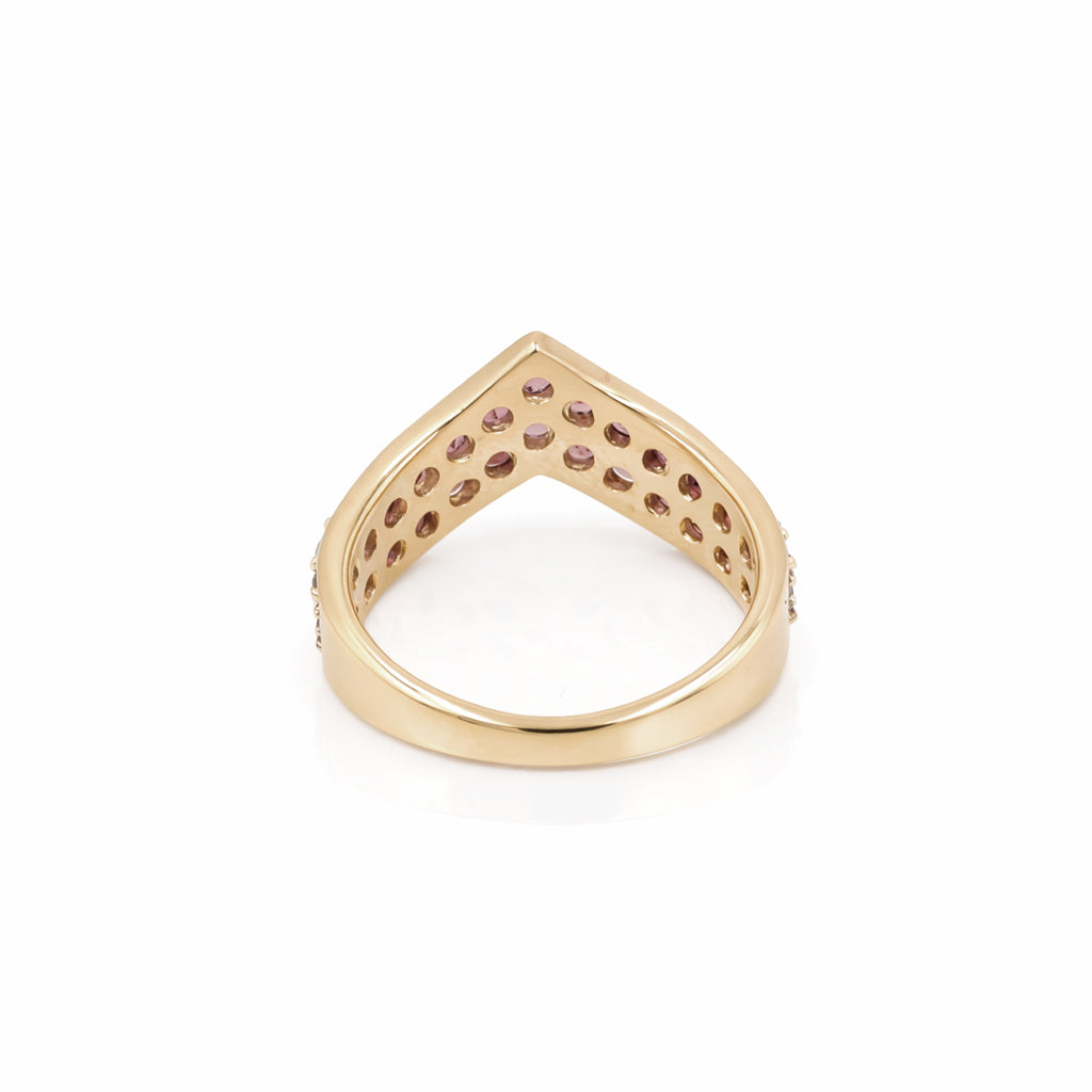 Garnet 26 Round Stone Queen Crown Design Sterling Silver Designer Ring