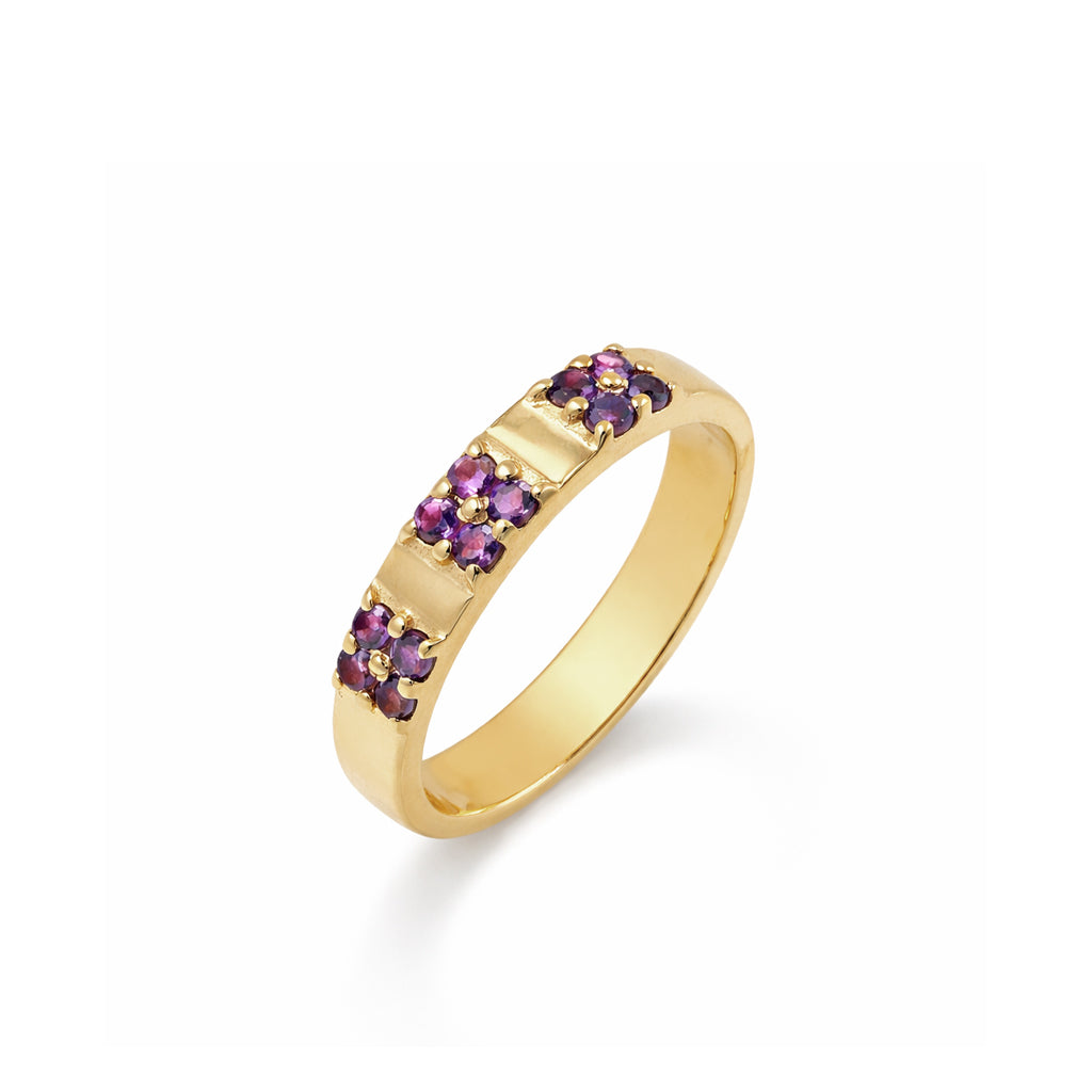 Amethyst Round Stone Cluster Band Ring Designer Ring